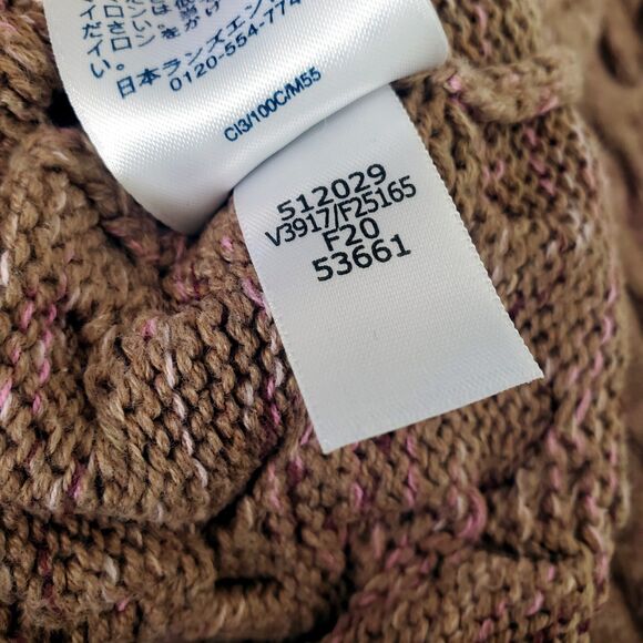 Lands' End Drifter Sweater Womens Size Medium Brown Pink Cotton Braided Knit - Picture 11 of 11